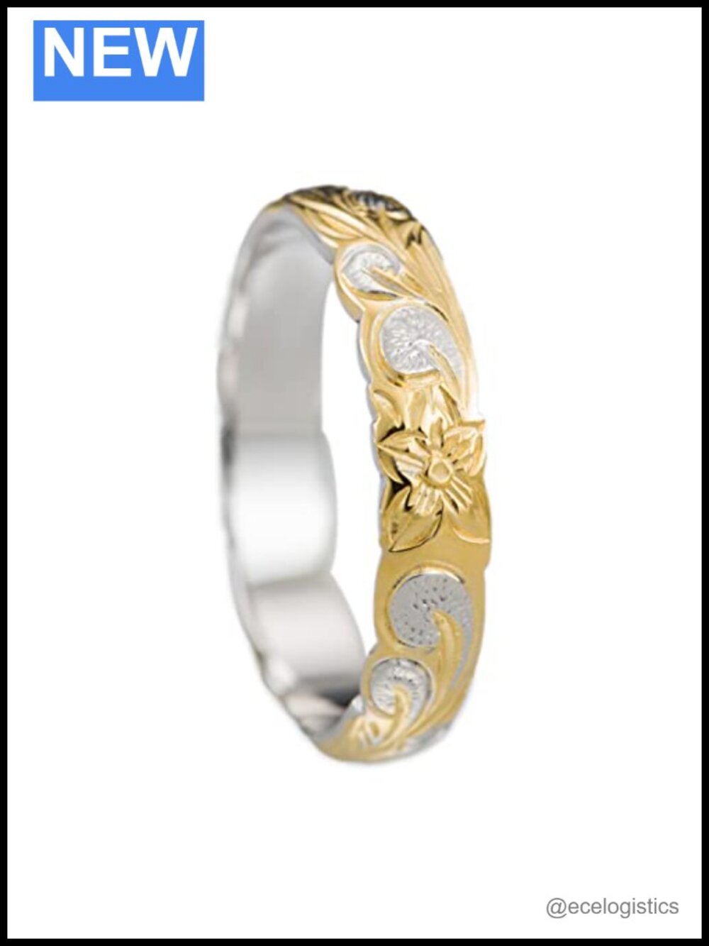 925 Sterling Silver 4mm Plumeria Scroll Ring Stackable Wedding Band